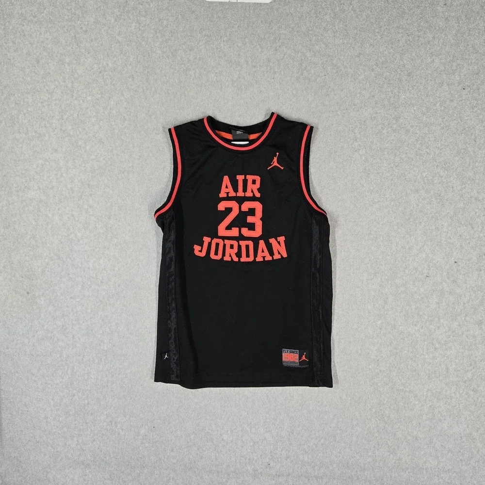 Jordan Boys Jersey M Black Air Jordan #23 Basketball Logo Mesh Sleeveless